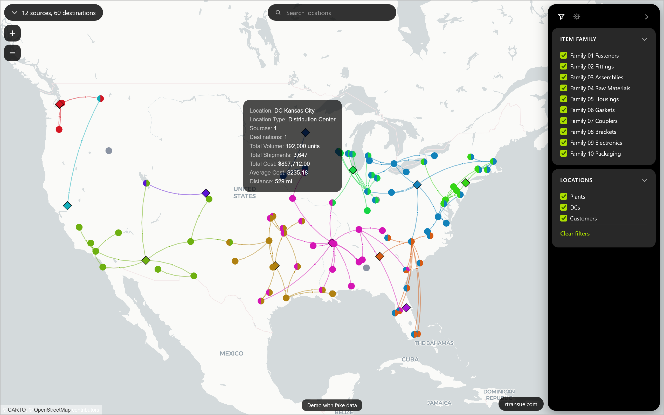Rebuilt map view with clustered markers (demo, fake data)